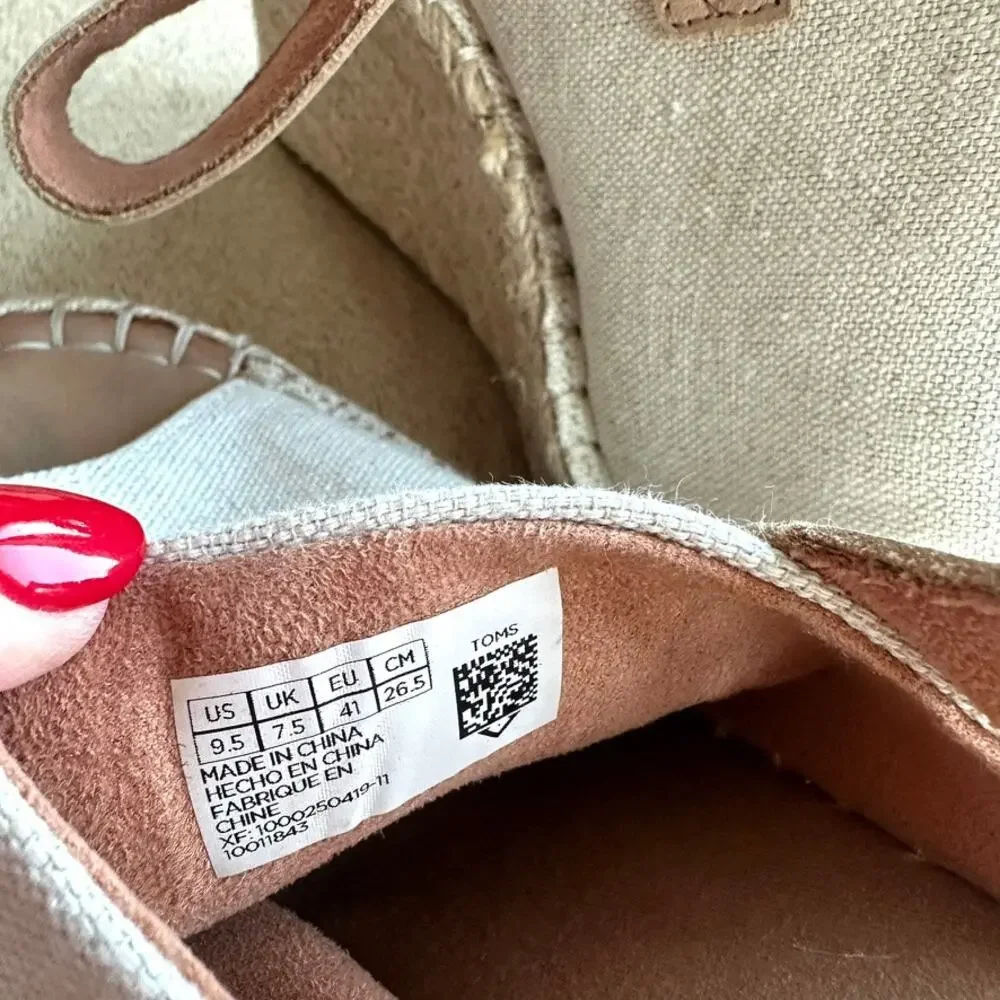 TOMS Monica‎ Wedge Slingback Espadrilles Natural, Size 9.5 - Very Good Condition